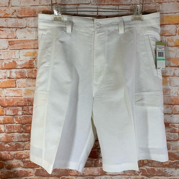Cubavera Other - NWT Cubavera Bright White Linen Blend Shorts 34W